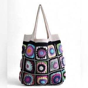 Hand Crafted Multicolor Crochet Tote Bag